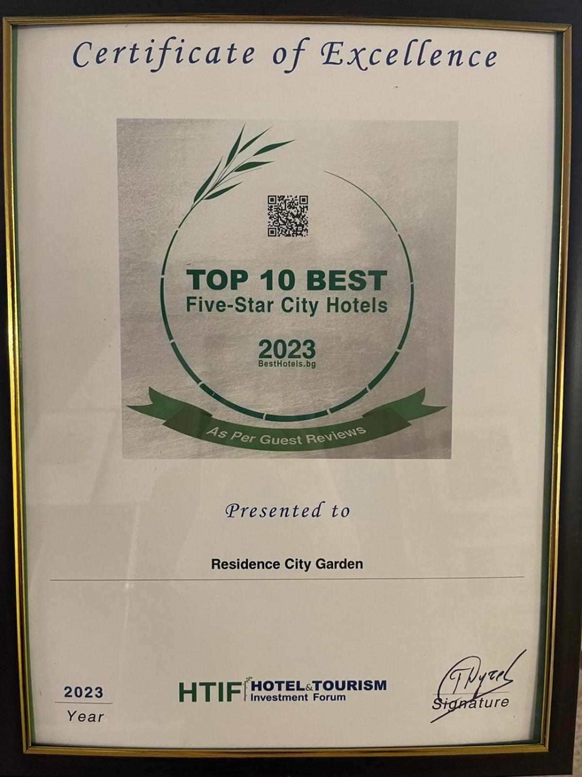 Residence City Garden - Certificate Of Excellence Top 10 Best Five-Stars City Hotels For 2024 Awarded By Htif 普罗夫迪夫 外观 照片